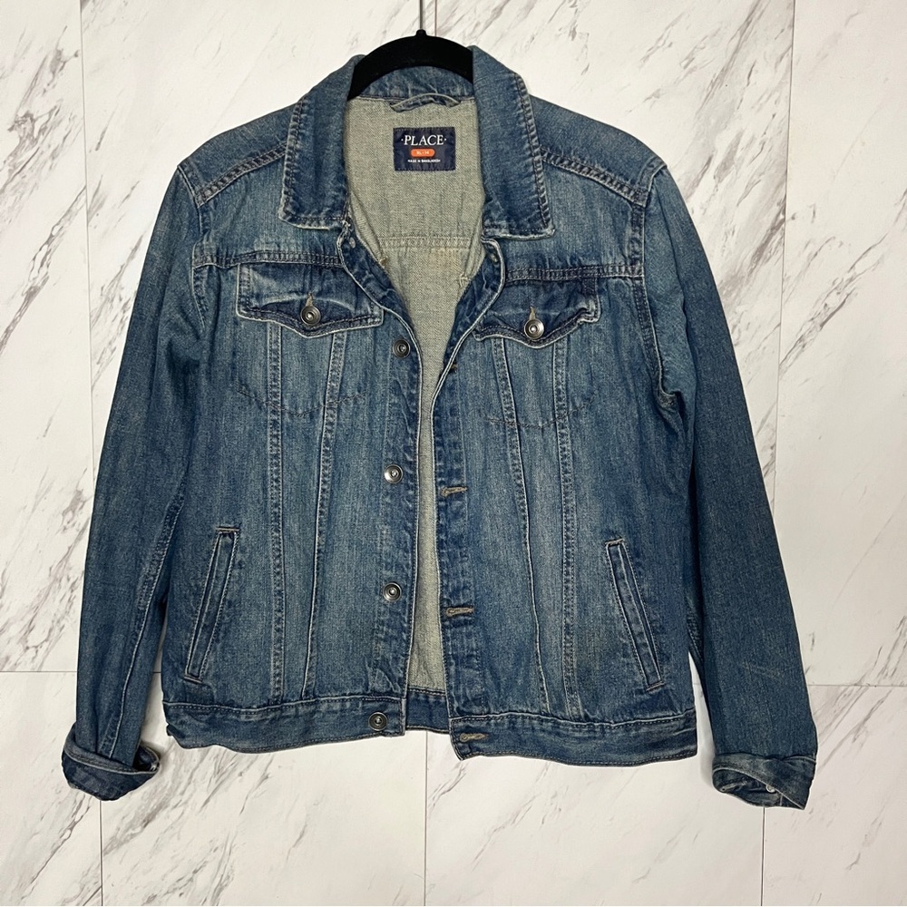 Children's Place Youth Medium Wash Denim Trucker Jean Jacket SZ XL